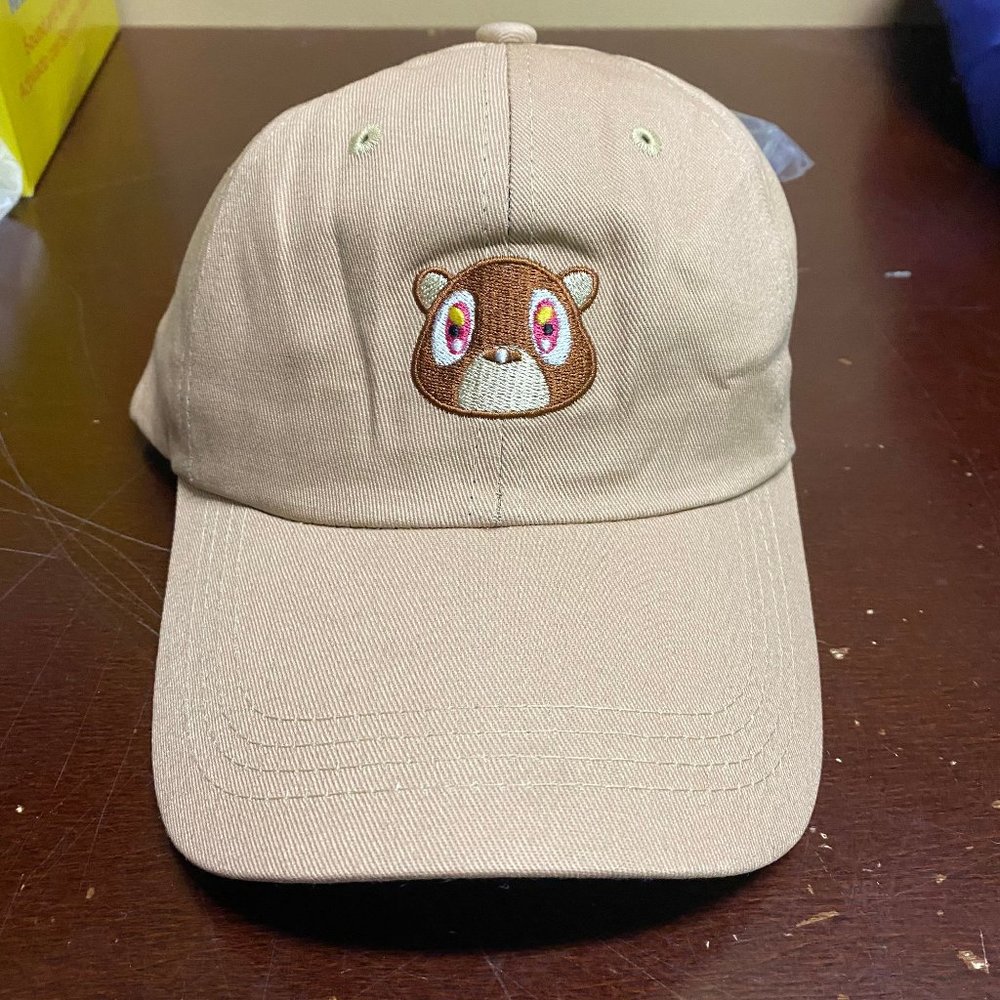 Ye Mens Beige Adjustable Strapback Ye Bear Dad Hat Lovely Baseball Cap Size OS